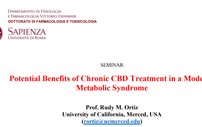 Seminario: "Potential Benefits of Chronic CBD Treatment in a Model of Metabolic Syndrome" - 20 Giugno 2024