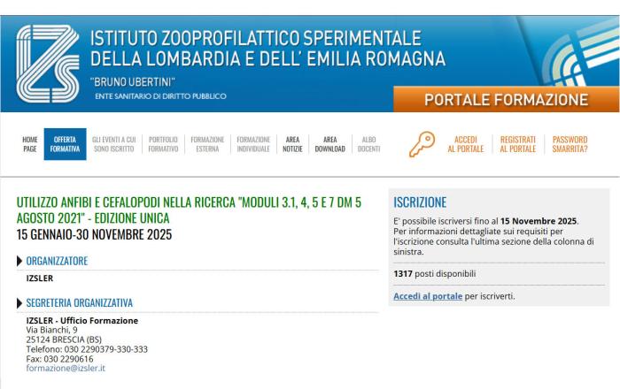Corso FAD "UTILIZZO ANFIBI E CEFALOPODI NELLA RICERCA "MODULI 3.1, 4, 5 E 7 DM 5 AGOSTO 2021" - Edizione Unica"