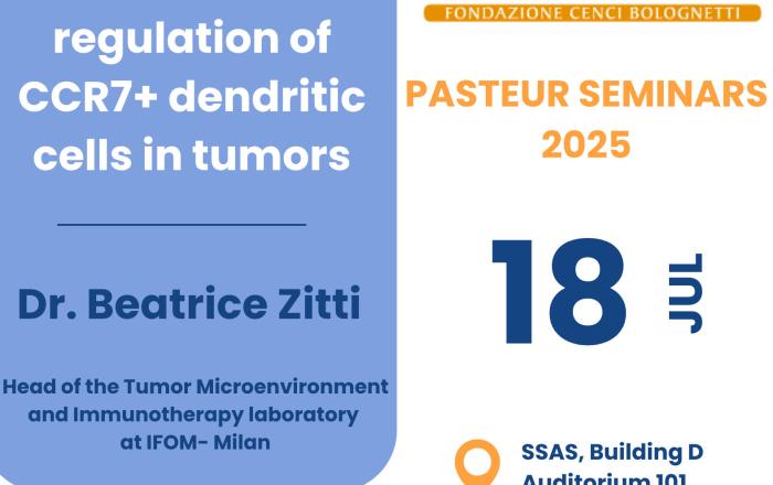 Pasteur seminar series: Immune regulation of Ccr7+ dendritic cells in tumors - 18 luglio 2025