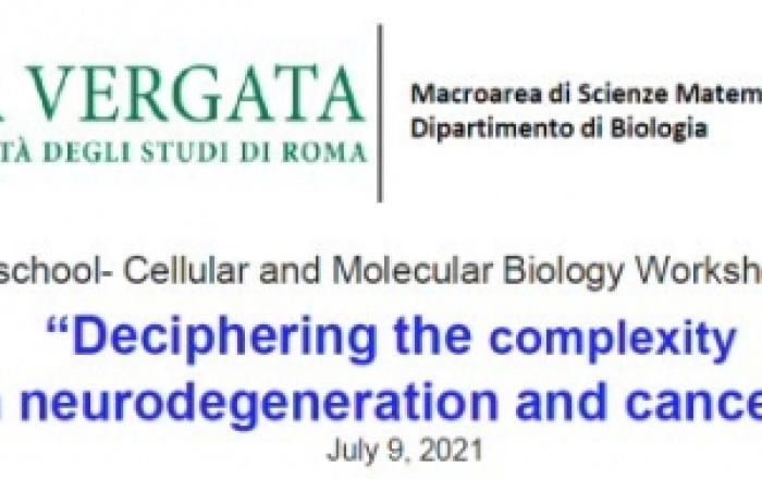 Workshop "Deciphering the complexity in neurodegeneration and cancer" - 9 Luglio 2021
